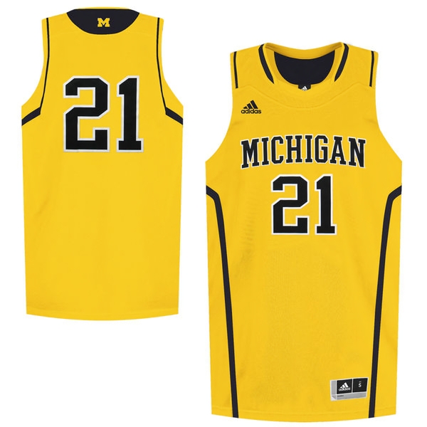 Michigan Wolverines Men's NCAA #21 Maize College Basketball Jersey OTK5849MU